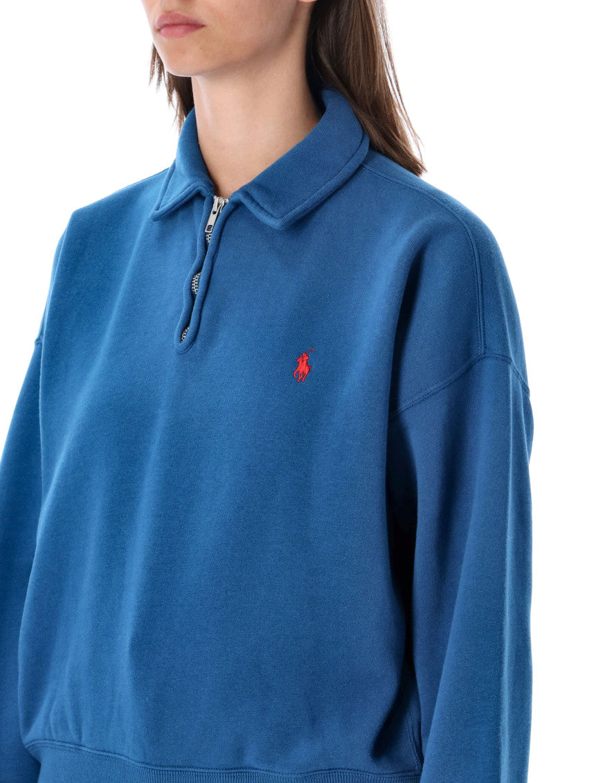 Blue Logo Shirt Collar Sweatshirt 3