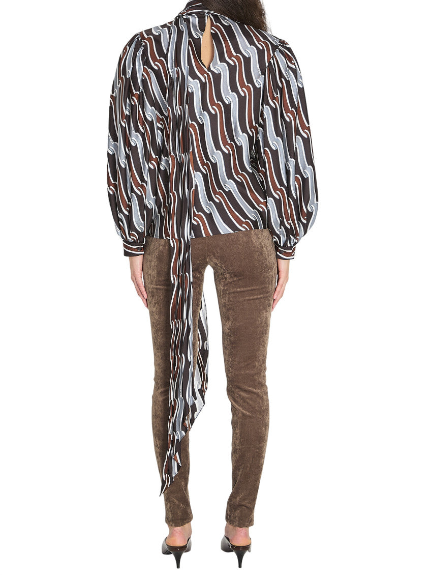 Grey Printed Mandarin Collar Top 2