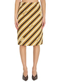 Brown Stripes Knee Length Skirt 1