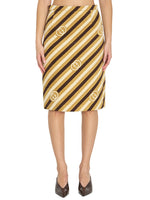 Brown Stripes Knee Length Skirt 1