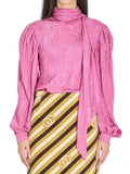 Pink Floral Mock Collar Top 1
