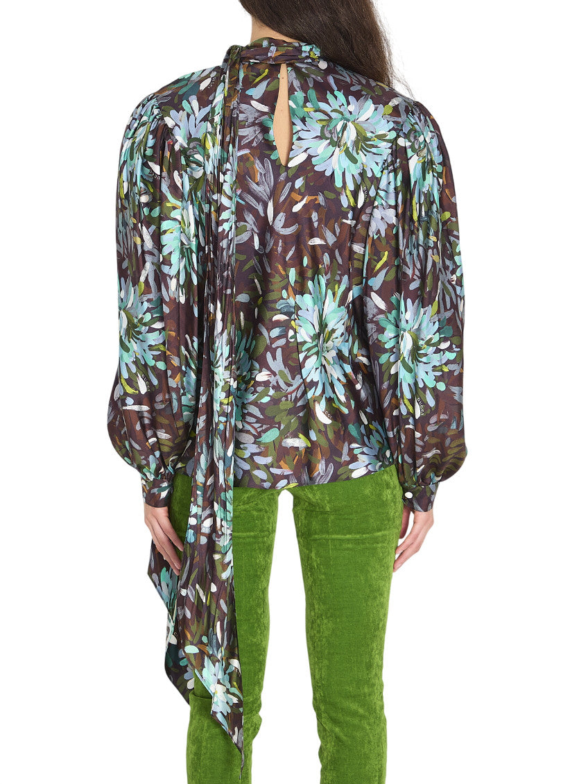 Multicolor Floral Band Collar Top 2