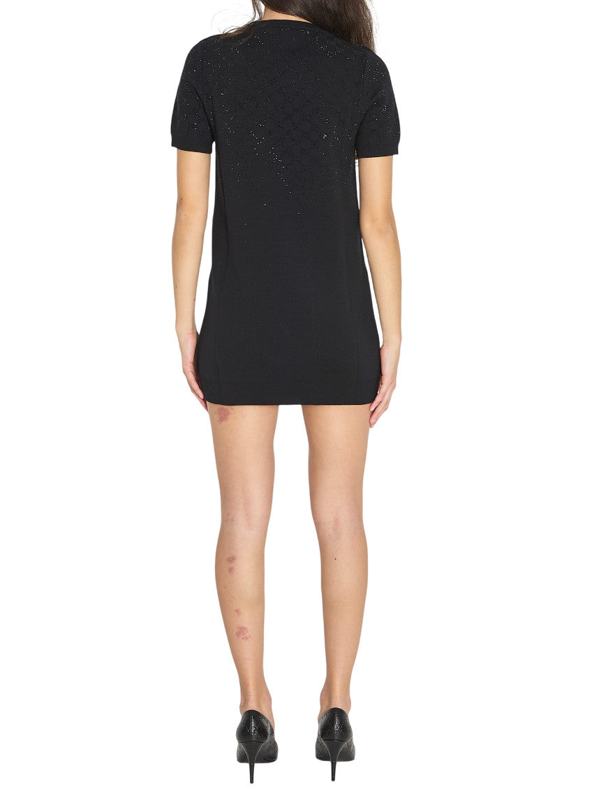 Black Embellished Crew Neck Mini Dress 2