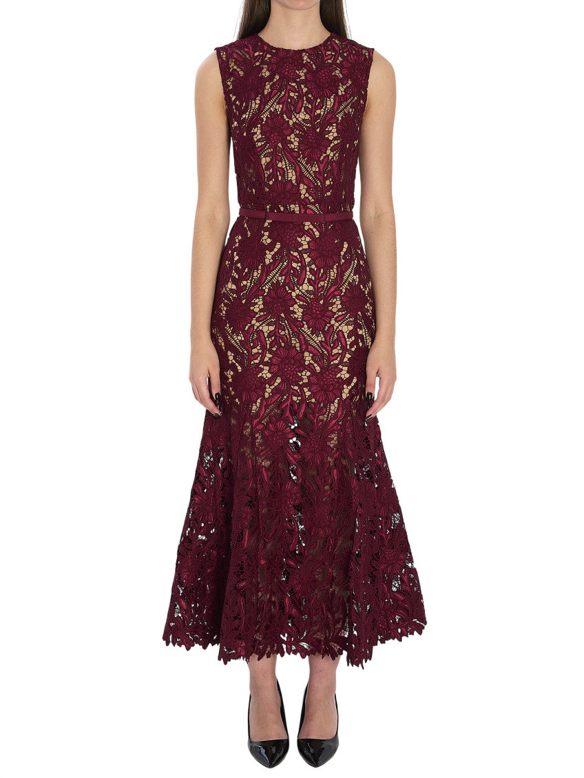 Maroon Crew Neck Midi Dress 1