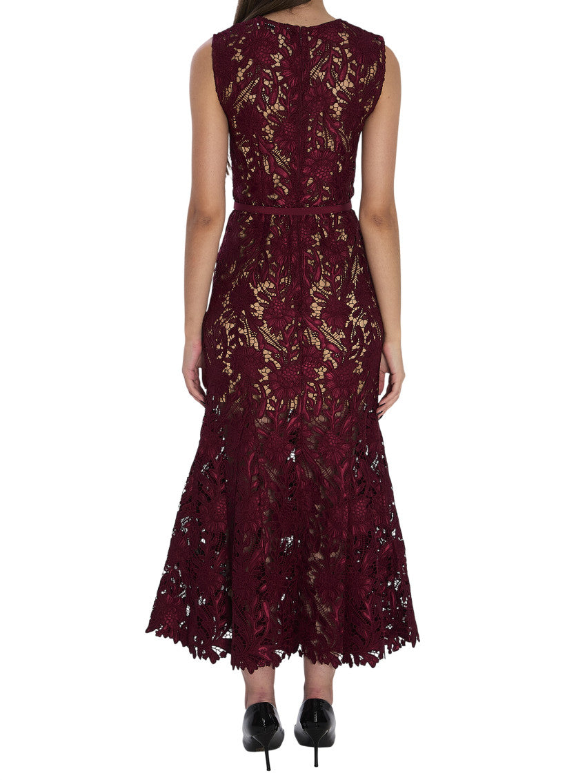 Maroon Crew Neck Midi Dress 2