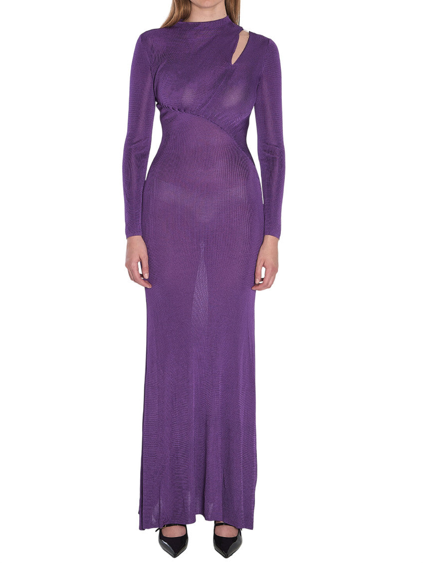 Purple Mock Collar Maxi Dress 1