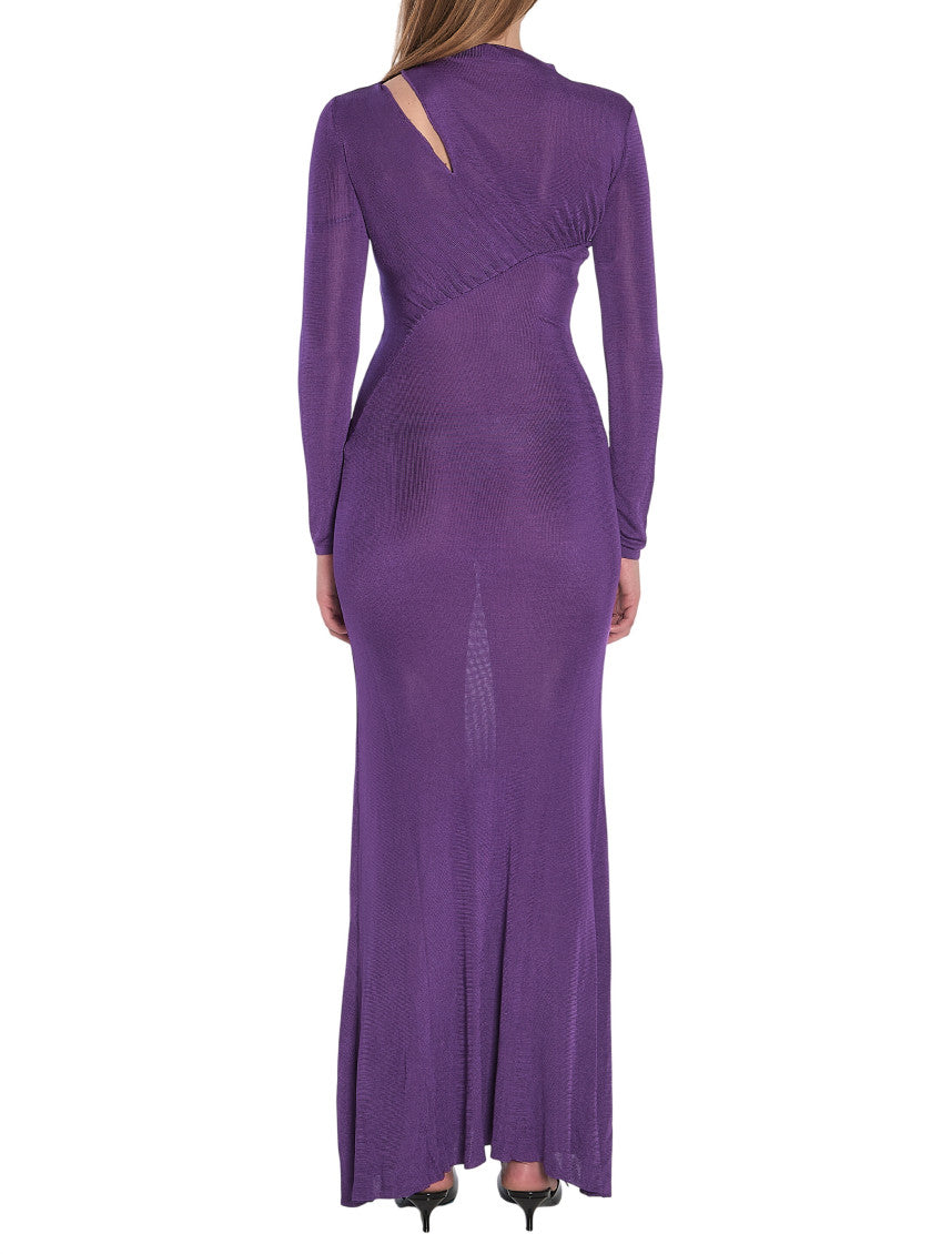 Purple Mock Collar Maxi Dress 2