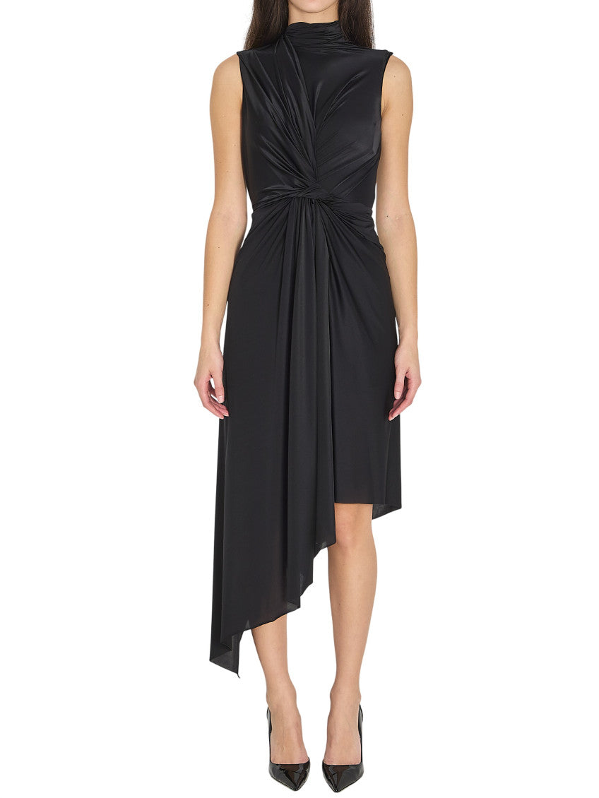 Black Mock Collar Midi Dress 1