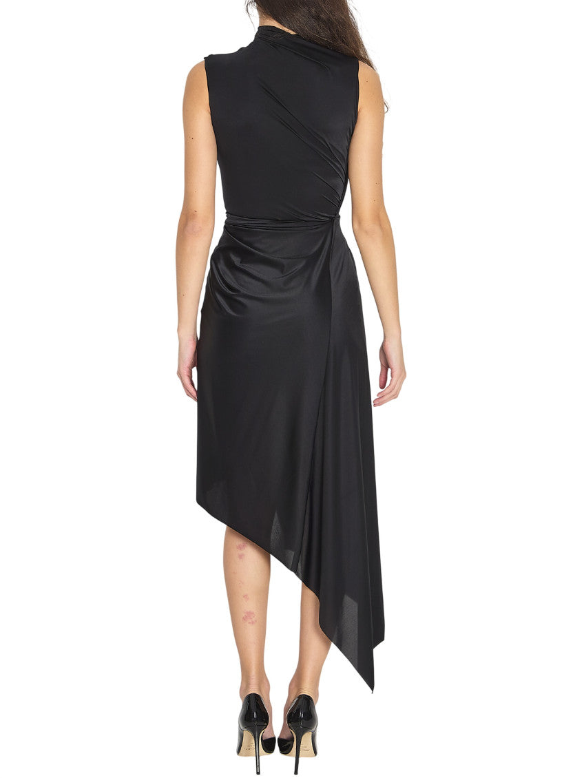 Black Mock Collar Midi Dress 2