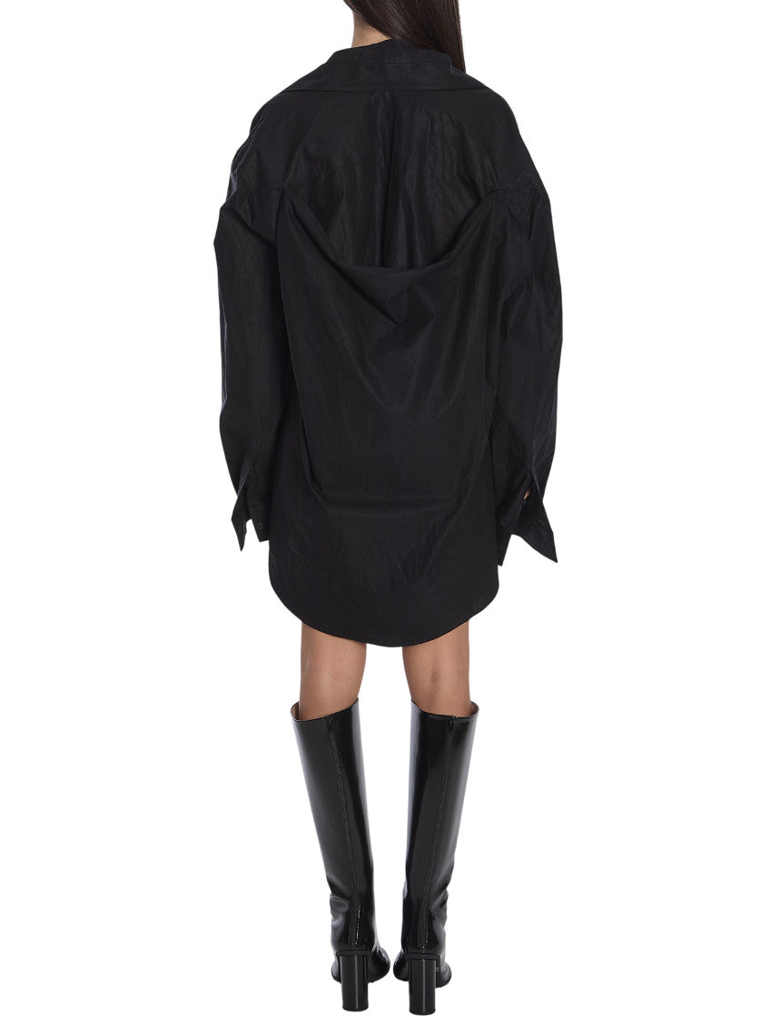 Black Shirt Collar Mini Dress 2