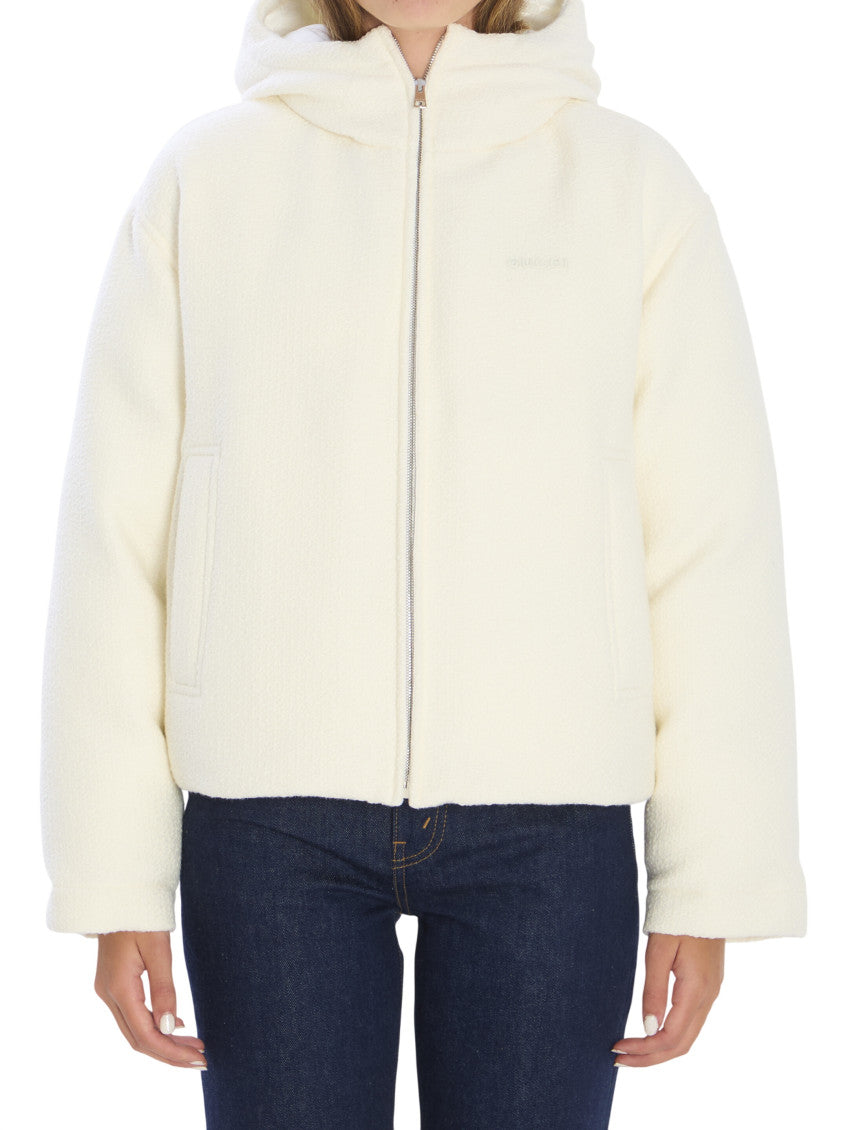 White Solid Hood Jacket 1
