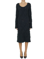 Green Knitted Sccop Neck Midi Dress 1
