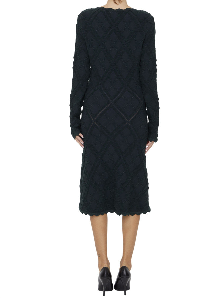 Green Knitted Sccop Neck Midi Dress 2