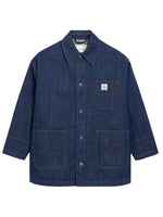 Blue Solid Shirt Collar Jacket 1