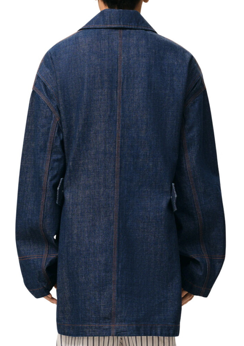 Blue Solid Shirt Collar Jacket 3