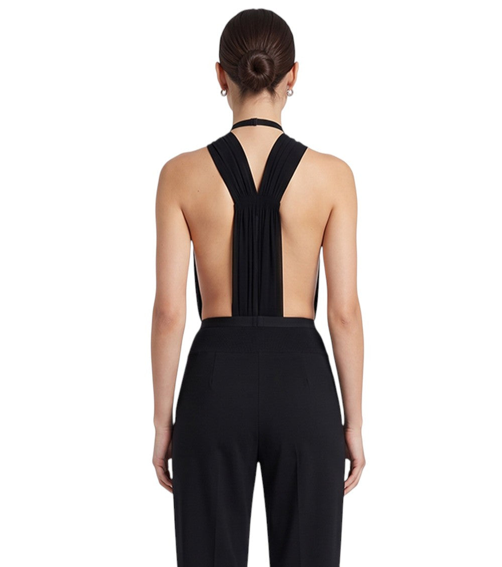 Black Solid V Neck Top 3