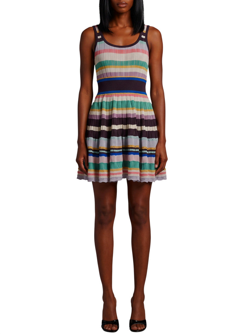 Multicolor Scoop Neck Mini Dress 1