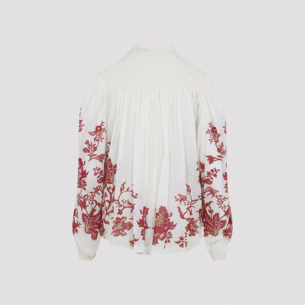 White Relaxed Floral Shirt 4
