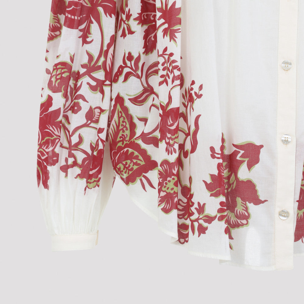 White Relaxed Floral Shirt 5