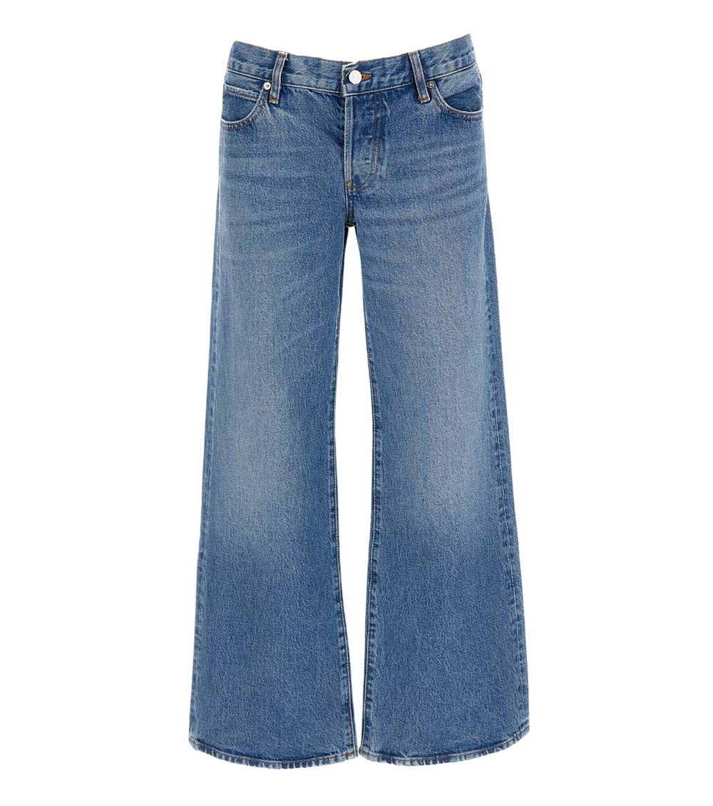Dark Blue Flared High Rise Jeans 1