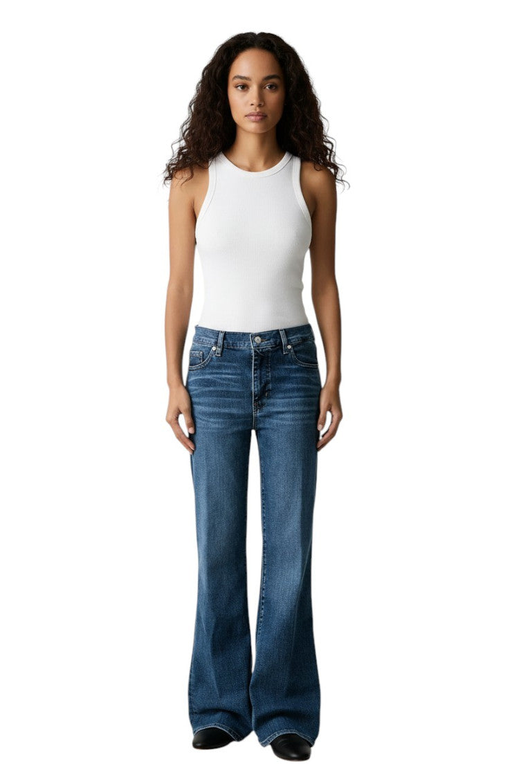 Blue Flared High Rise Jeans 1