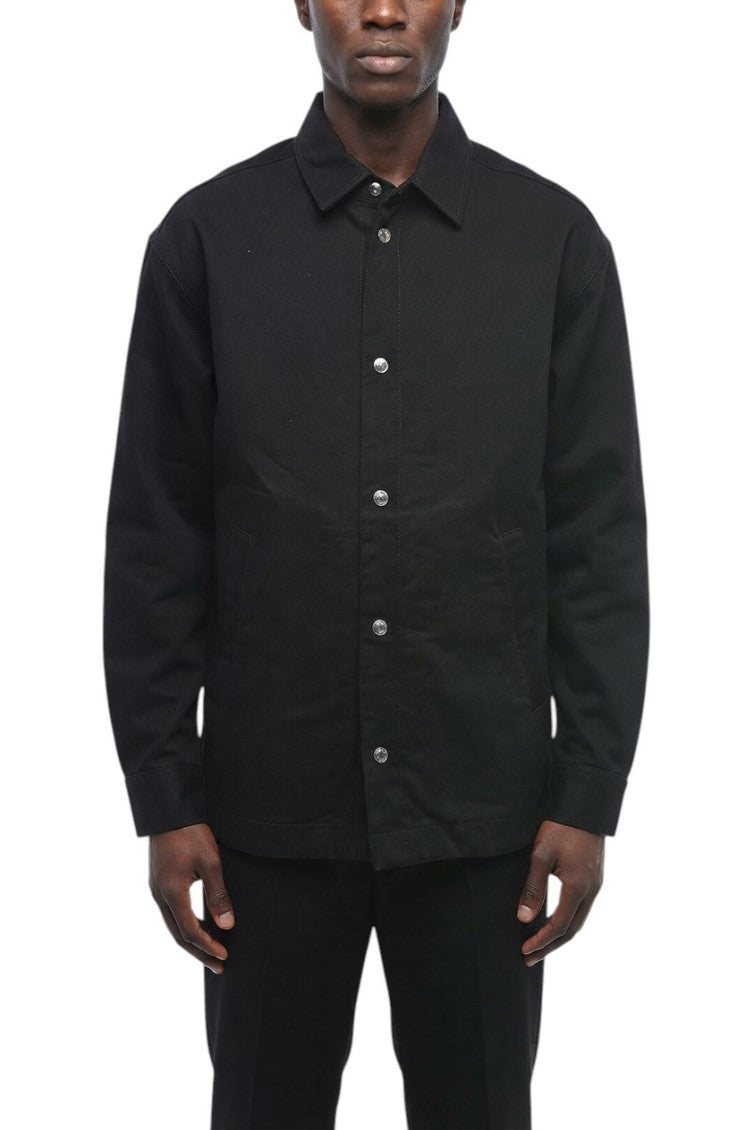 Black Solid Denim Jacket 1