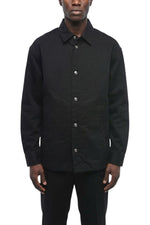 Black Solid Denim Jacket 1