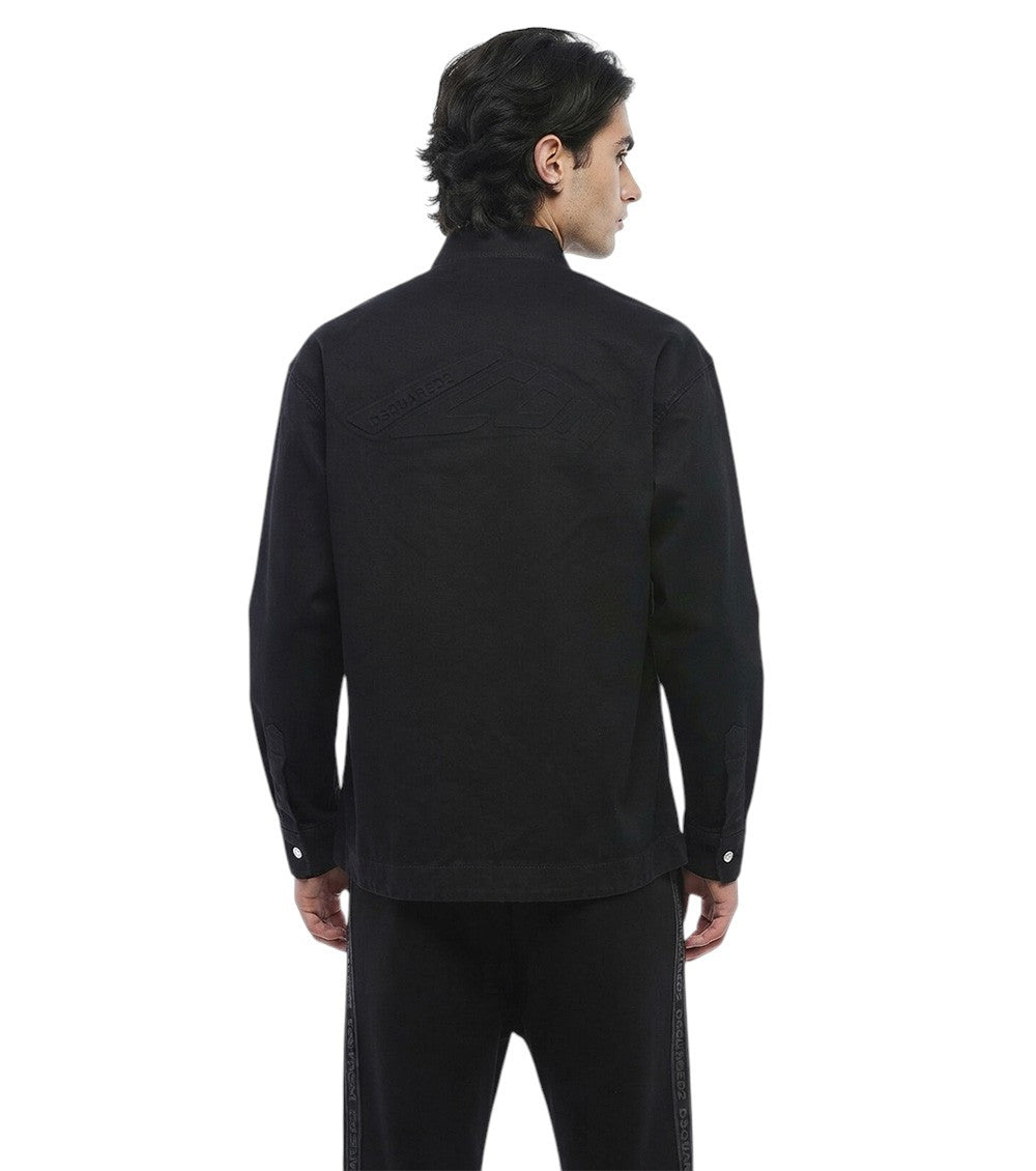 Black Solid Denim Jacket 2