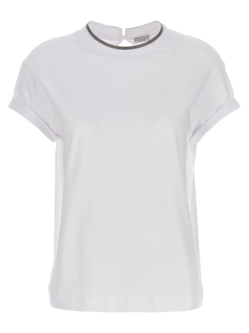 White Embellished Crew Neck T-Shirt 1