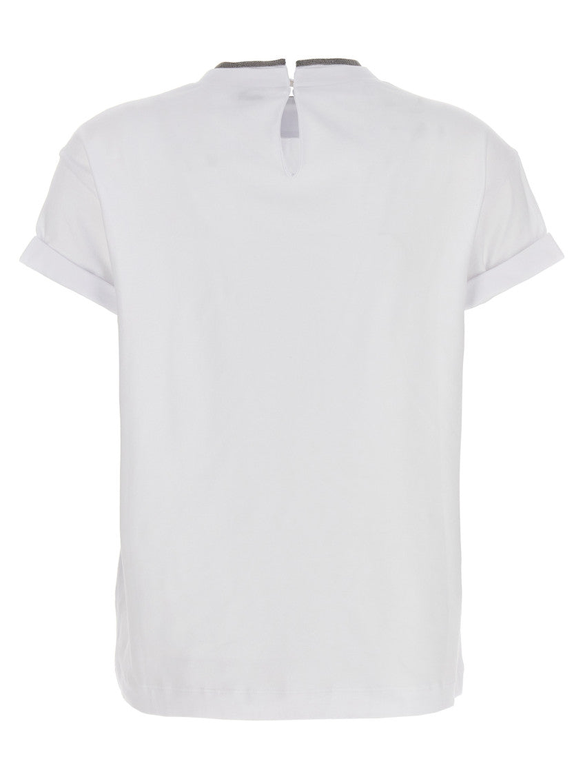 White Embellished Crew Neck T-Shirt 2