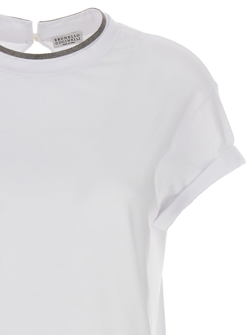 White Embellished Crew Neck T-Shirt 3