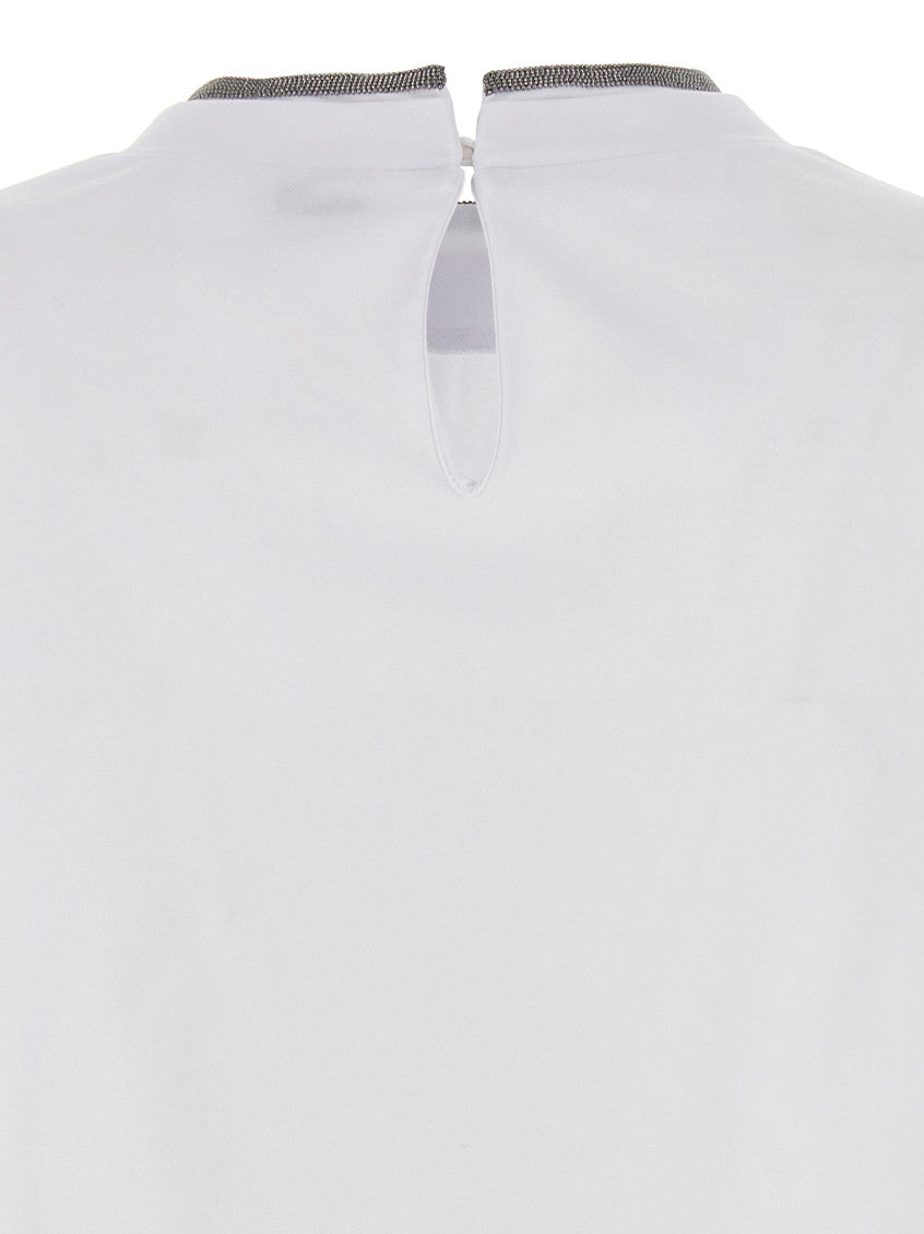White Embellished Crew Neck T-Shirt 4