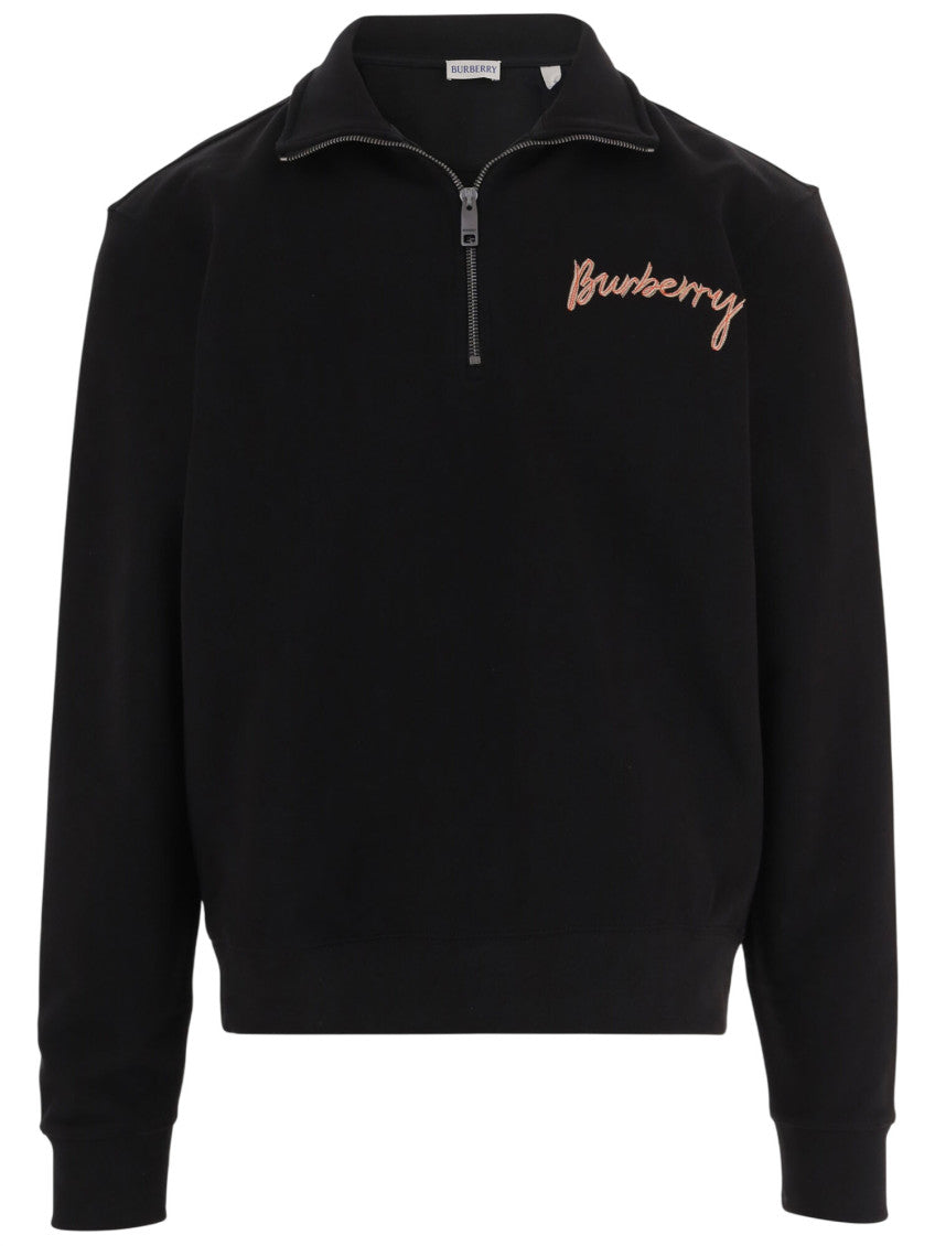 Black Half Zip Logo Sweater 1
