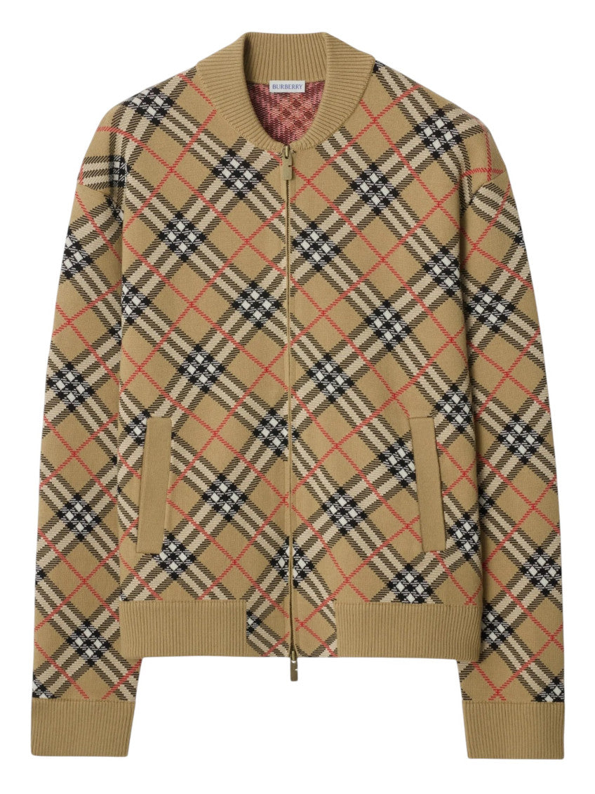 Beige Check Zip Up Jacket 1