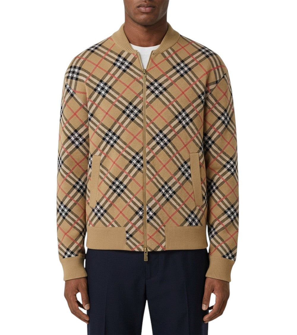 Beige Check Zip Up Jacket 2