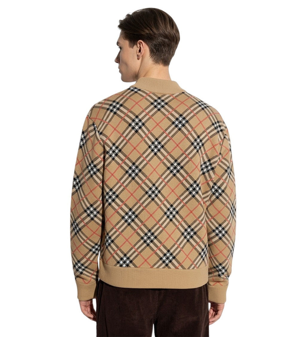Beige Check Zip Up Jacket 3