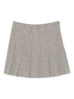 White Pleated Check Mini Skirt 1
