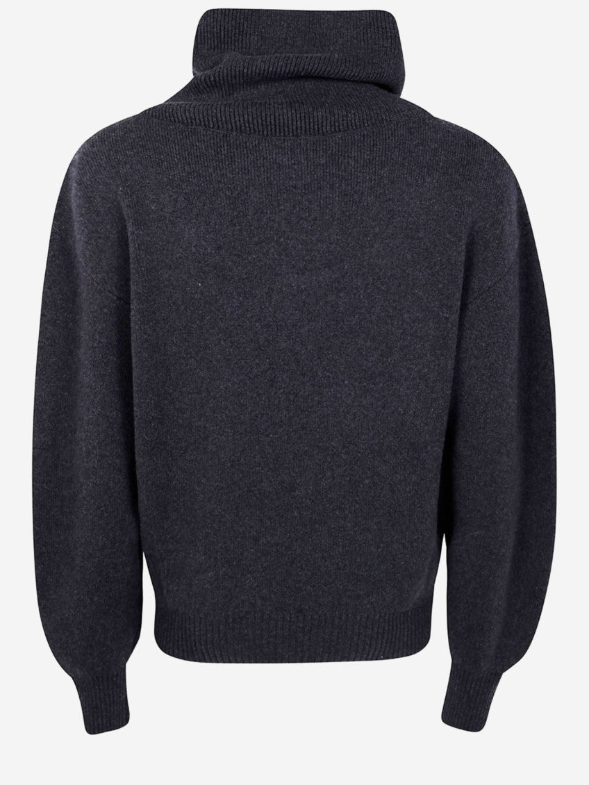 Grey Turtleneck Embroidered Logo Sweater 2
