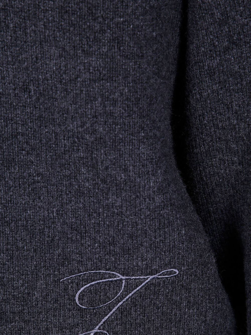 Grey Turtleneck Embroidered Logo Sweater 3
