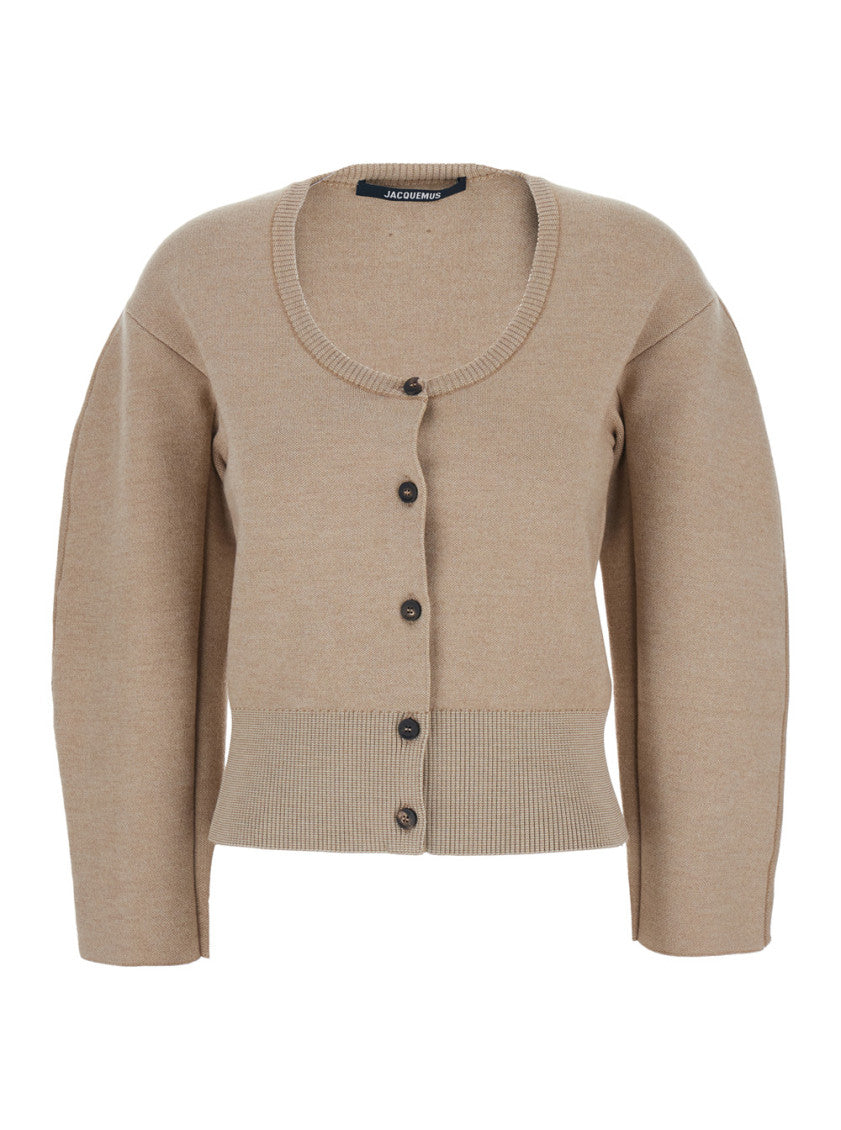 Beige Round Neck Cardigan 1