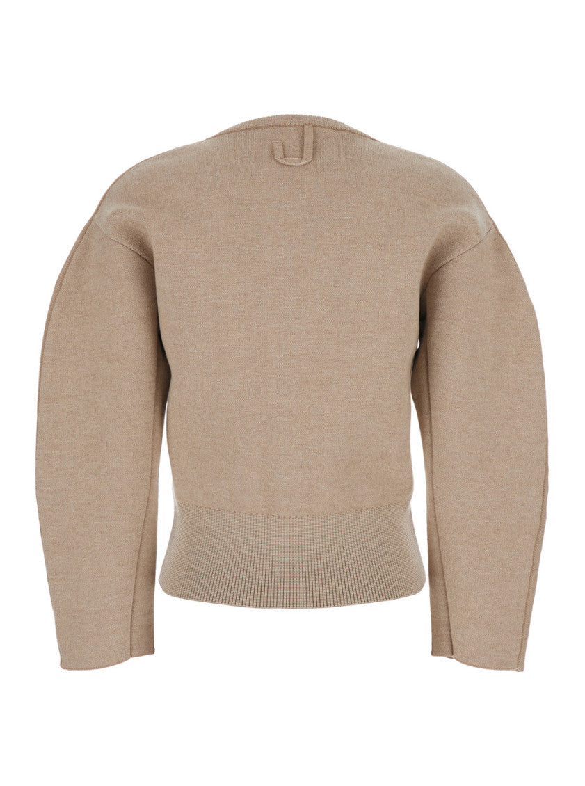 Beige Round Neck Cardigan 2