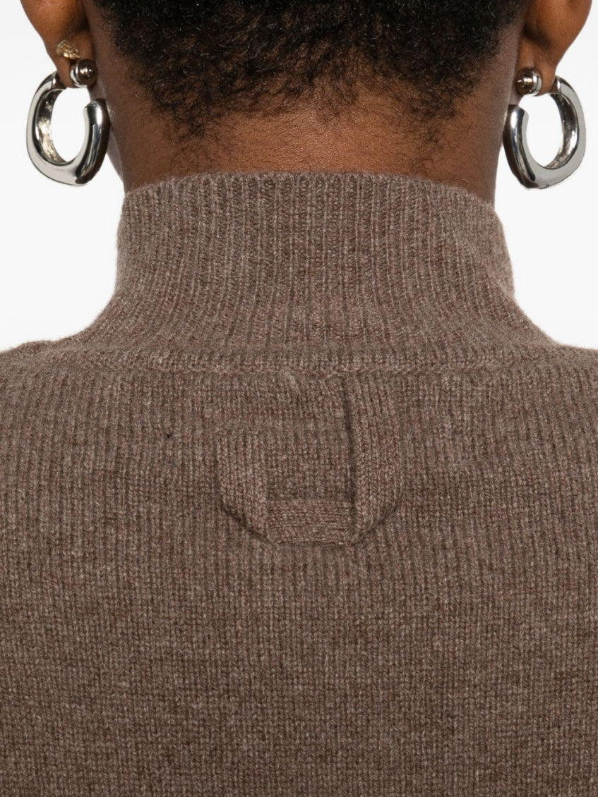 Brown Mock Neck Wool Top 2