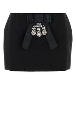 Black Bow-Embellished Satin Mini Skirt 1