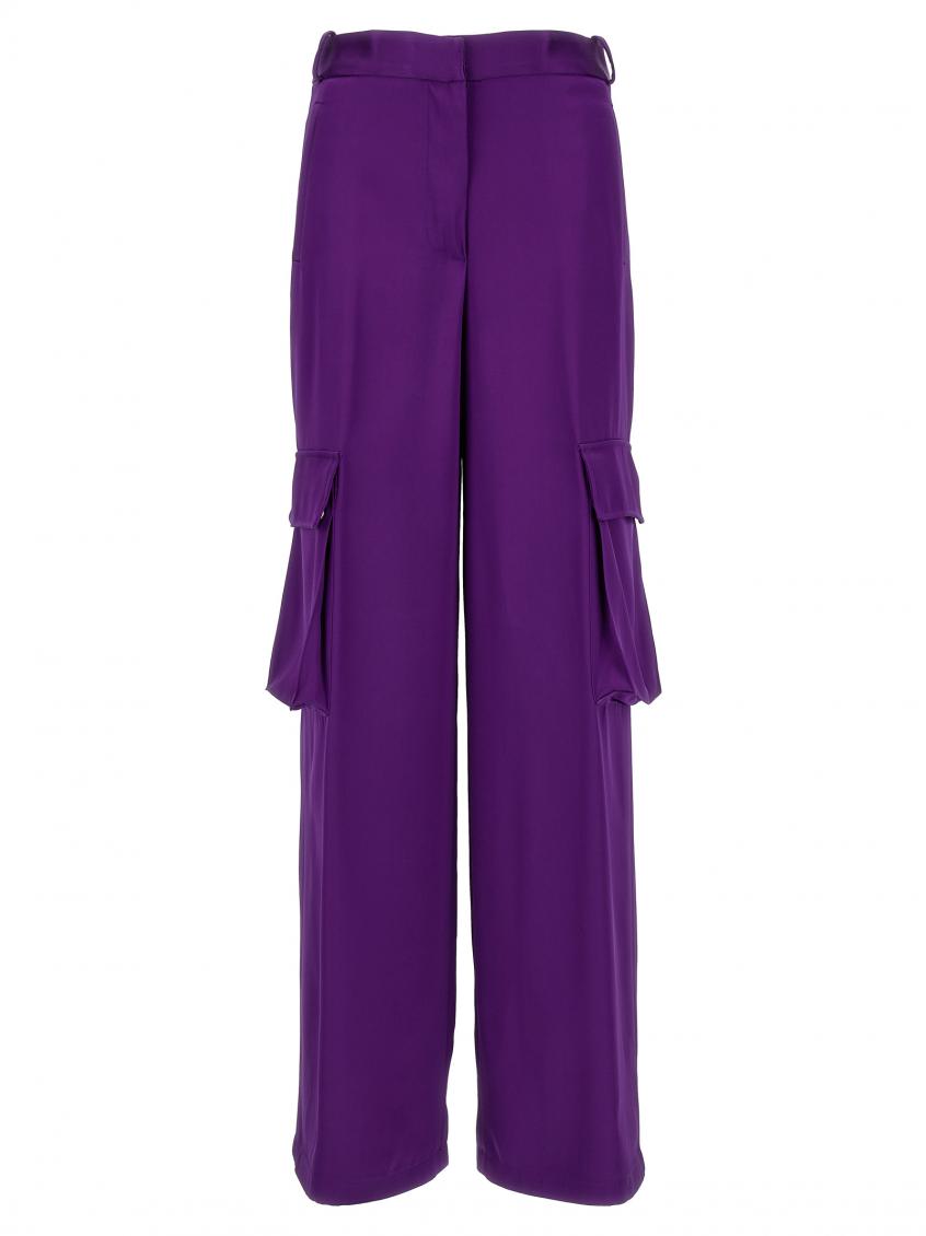 Purple Satin Cargo Pants 2