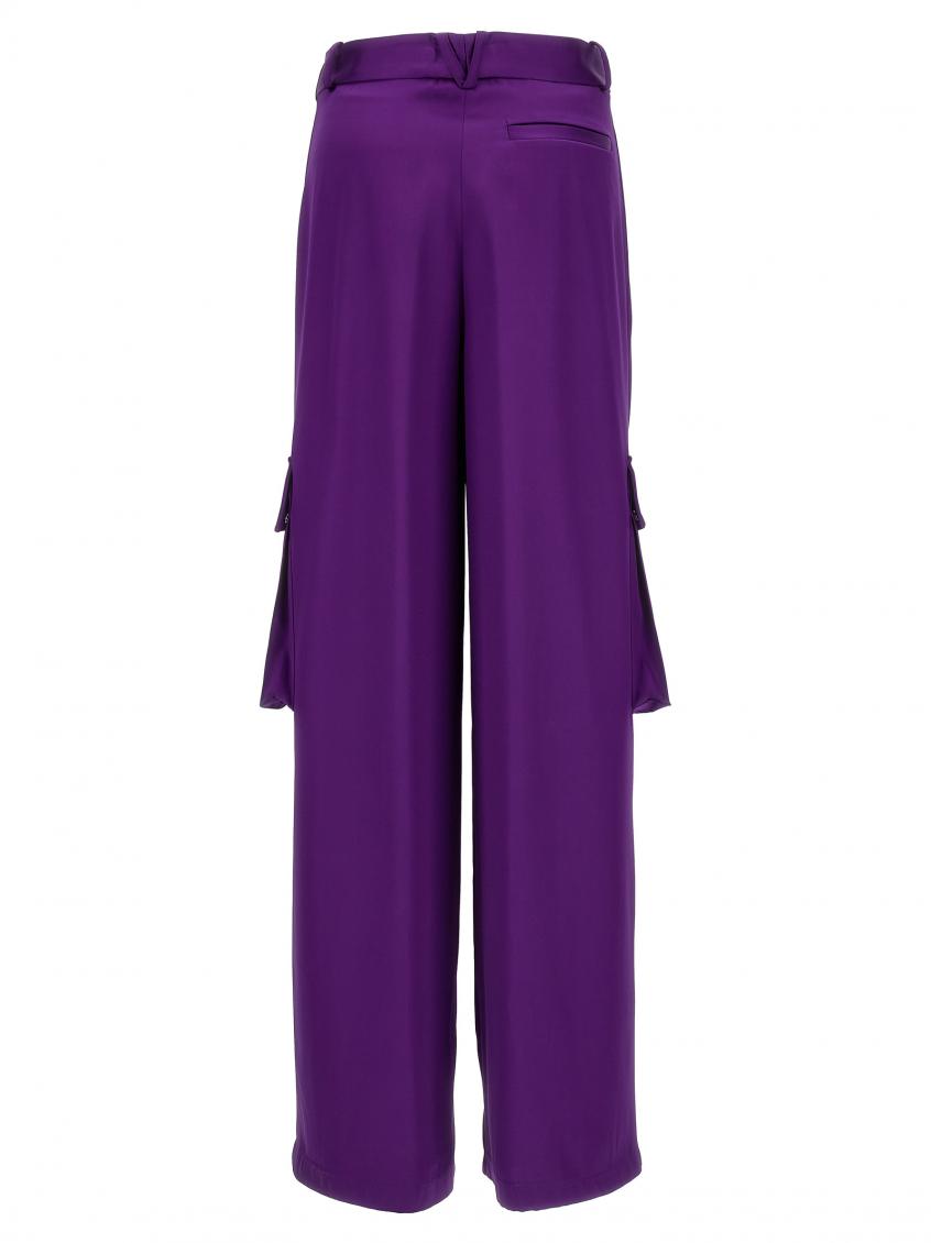Purple Satin Cargo Pants 3