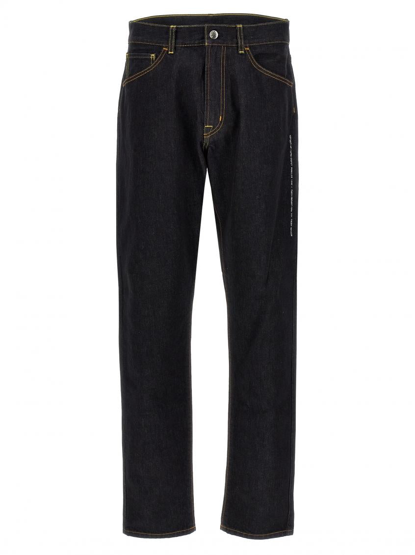 Black Leather Logo Tag Jeans 1