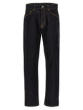 Black Leather Logo Tag Jeans 1