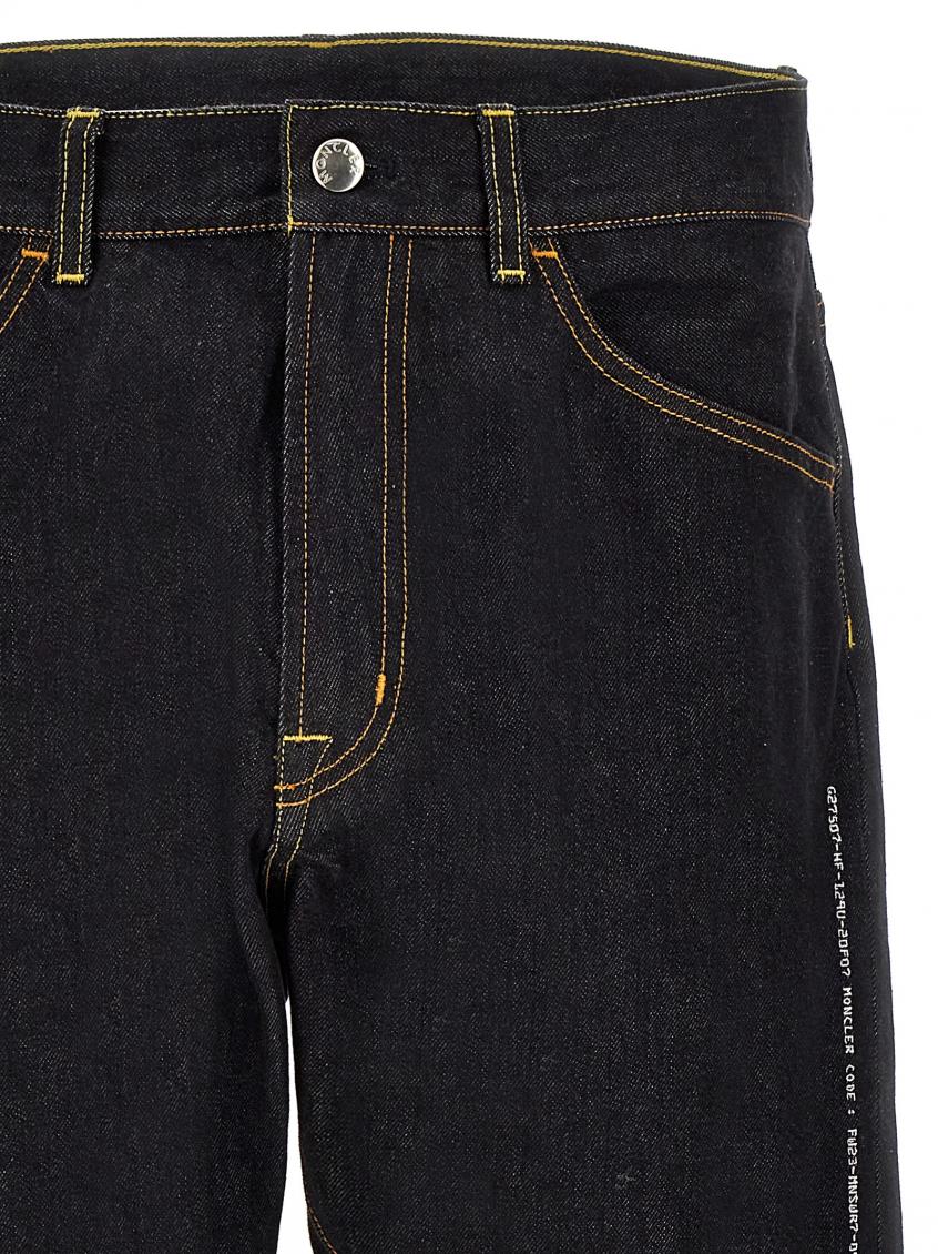 Black Leather Logo Tag Jeans 4