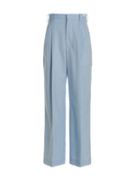 Light Blue Front pleat wool trousers 1