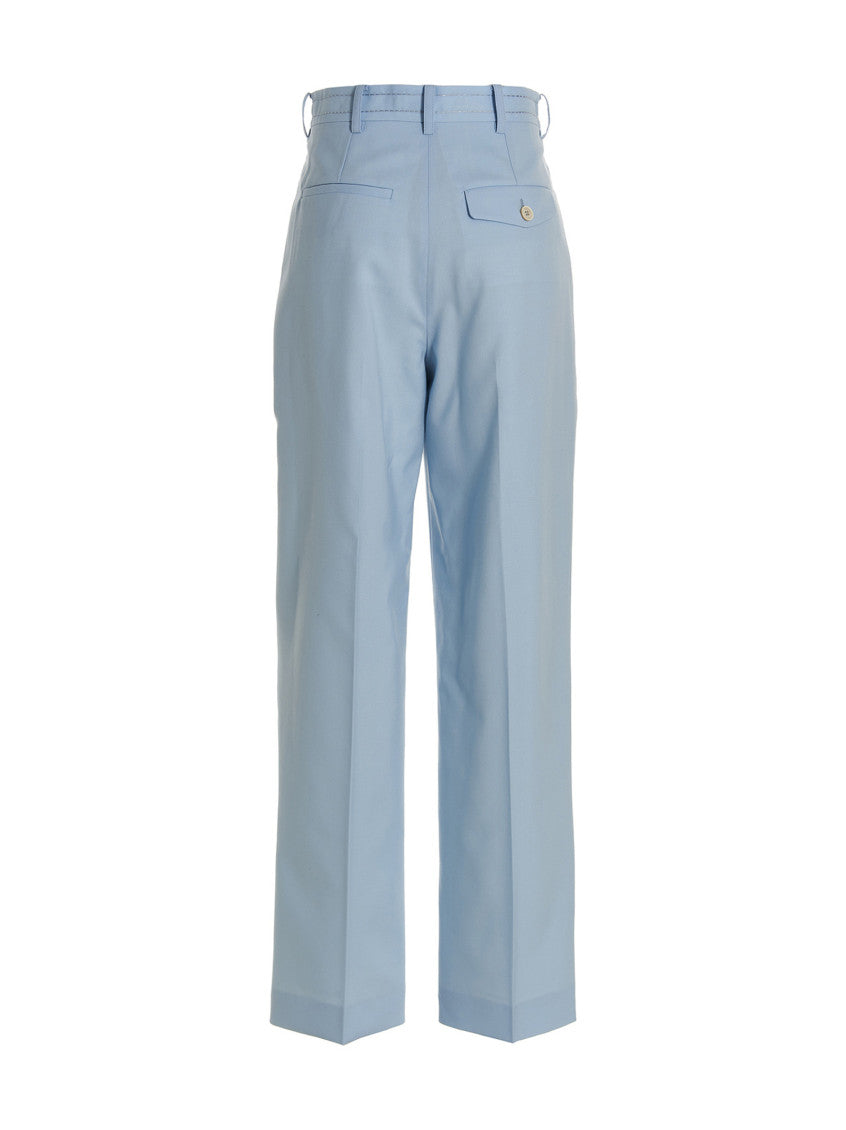 Light Blue Front pleat wool trousers 2